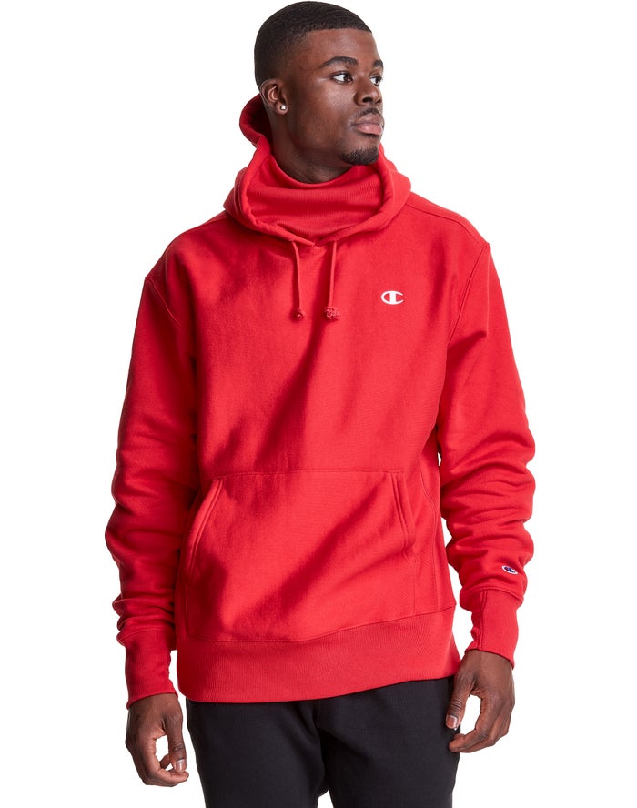 Champion Hoodie Heren - Rood - Defender Series Reverse Weave® With Attached Ribbed Inset Mask ( 6821